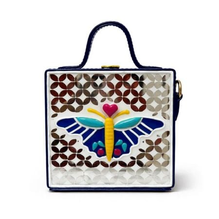 Mini Butterfly Lippan Art Handcrafted Square Sling Bag